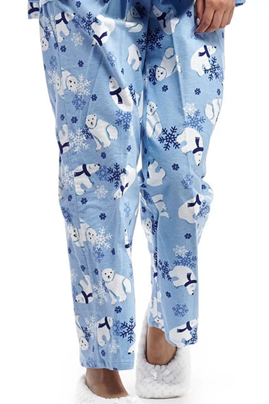 La Cera™ Conjunto De Pijama De Franela Con Oso Polar De Talla Grande^ Más Ropa De Dormir