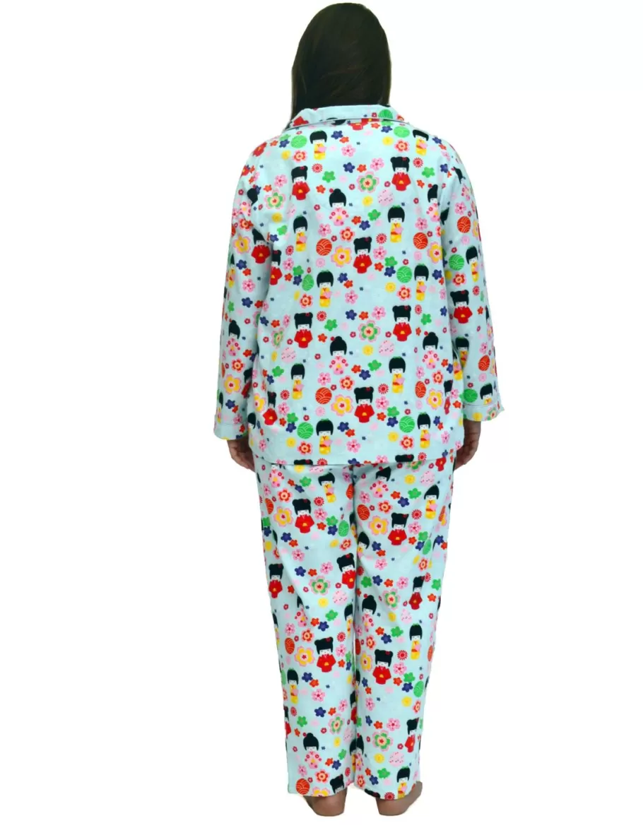 La Cera™ Conjunto De Pijama De Franela De Algodon De Talla Grande La Cera^ Más Ropa De Dormir