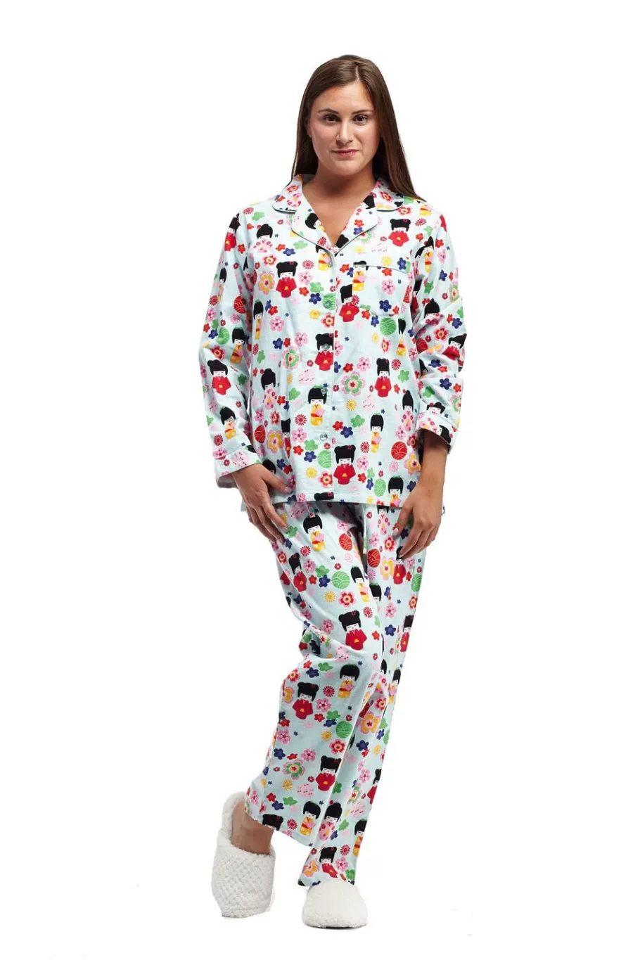 La Cera™ Conjunto De Pijama De Franela Estampado De Manga Larga La Cera^ Pijama