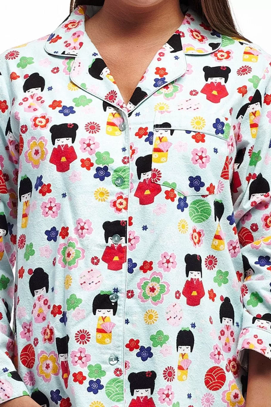 La Cera™ Conjunto De Pijama De Franela Estampado De Manga Larga La Cera^ Pijama
