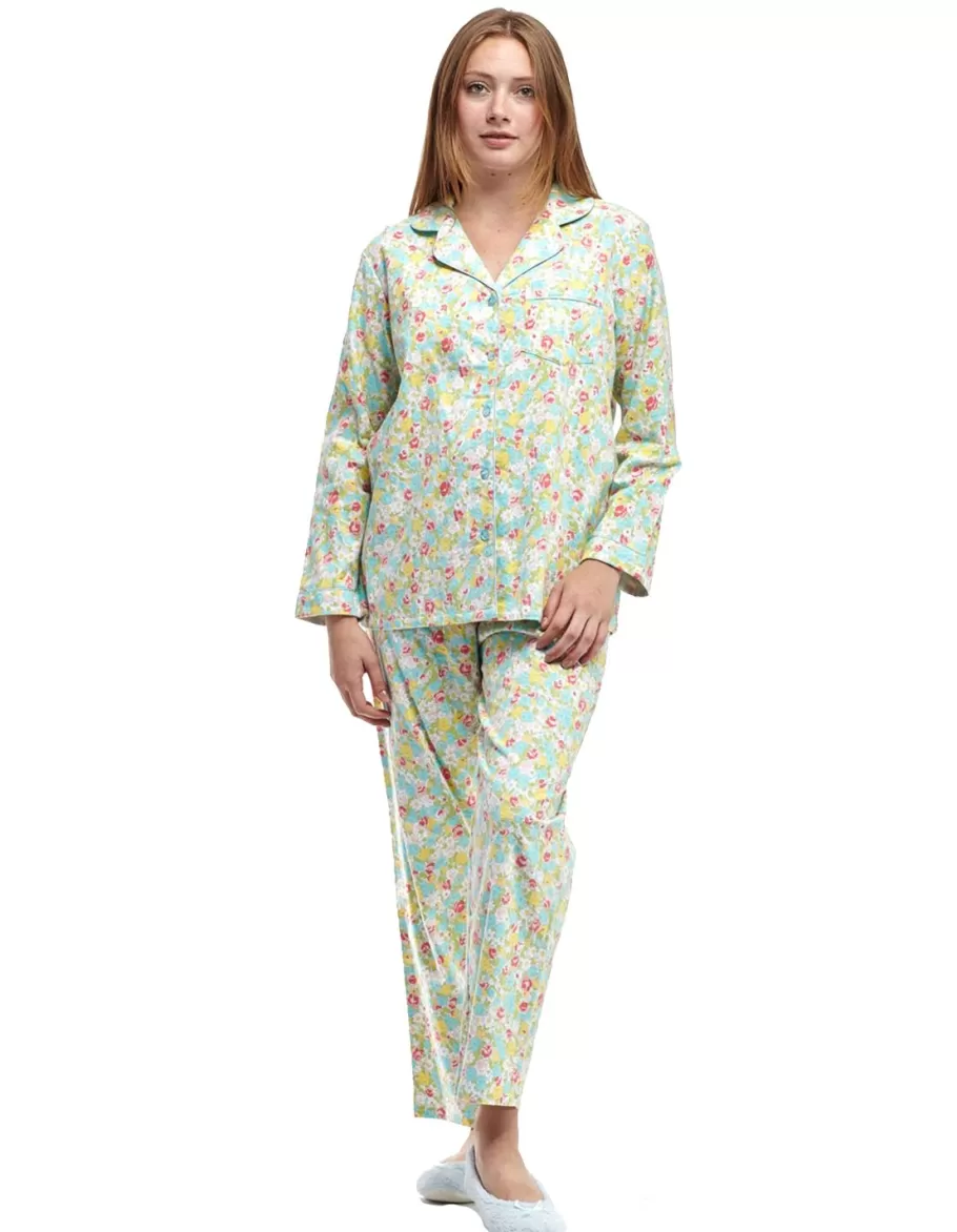 La Cera™ Conjunto De Pijama De Franela Floral De Manga Larga De La Cera^ Pijama