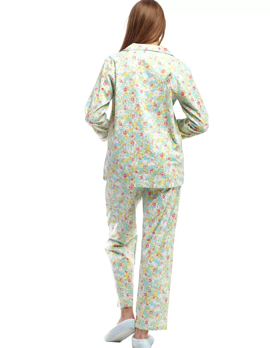 La Cera™ Conjunto De Pijama De Franela Floral De Manga Larga De La Cera^ Pijama