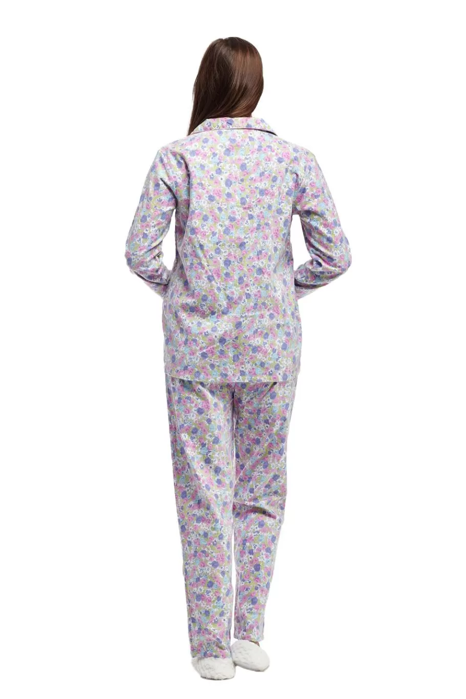 La Cera™ Conjunto De Pijama De Franela Floral De Manga Larga De La Cera^ Pijama