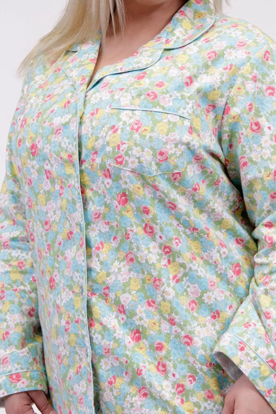 La Cera™ Conjunto De Pijama De Franela Floral De Talla Grande La Cera^ Más Ropa De Dormir