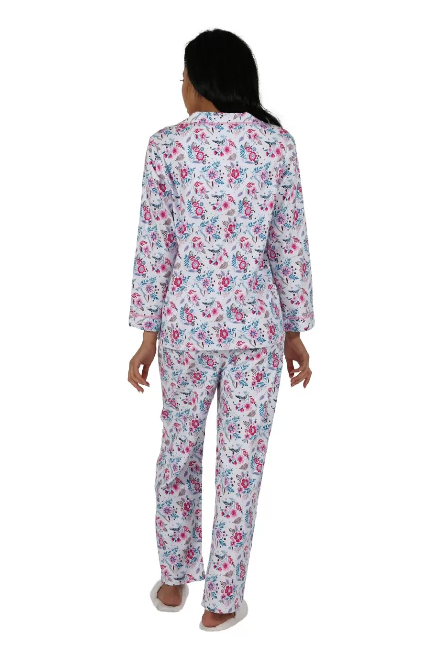 La Cera™ Conjunto De Pijama De Franela Floral Vintage^ Pijama