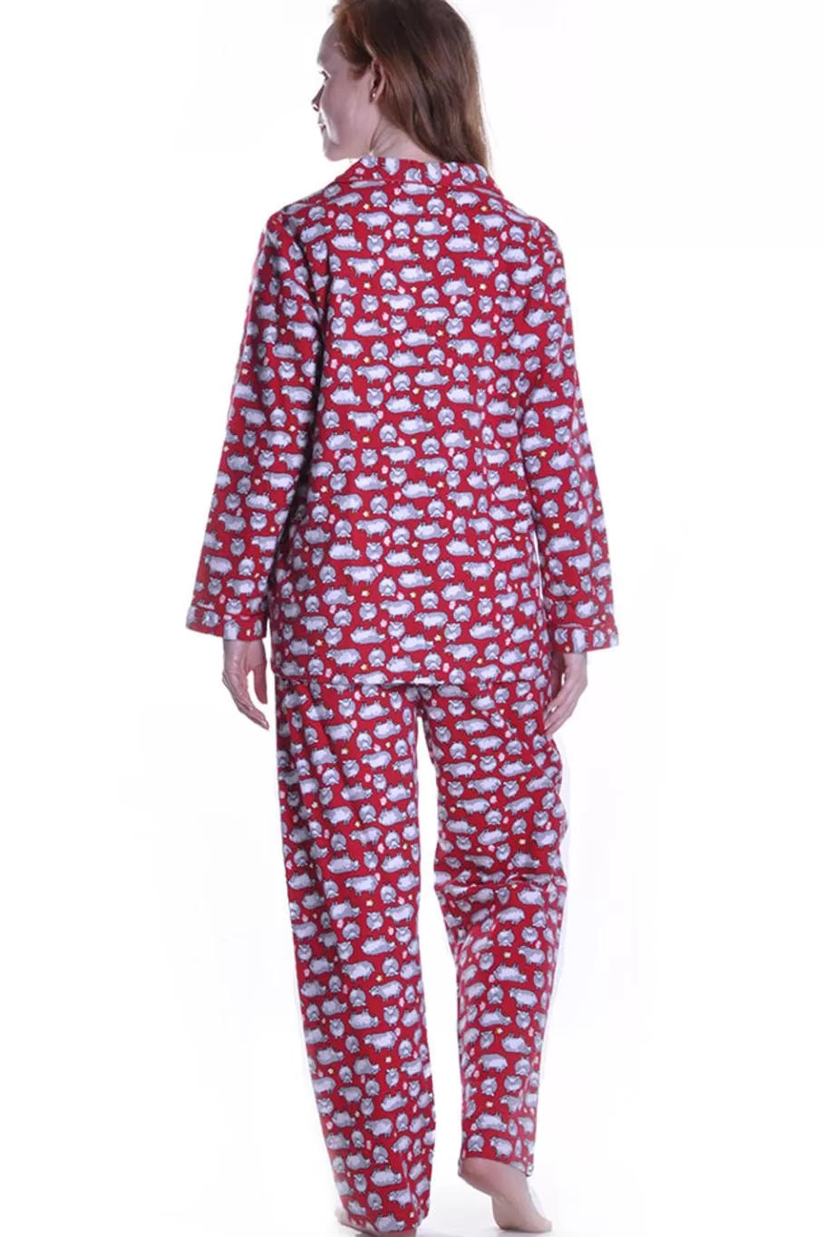 La Cera™ Conjunto De Pijama De Talla Grande Con Estampado De Ovejas De Franela^ Más Ropa De Dormir