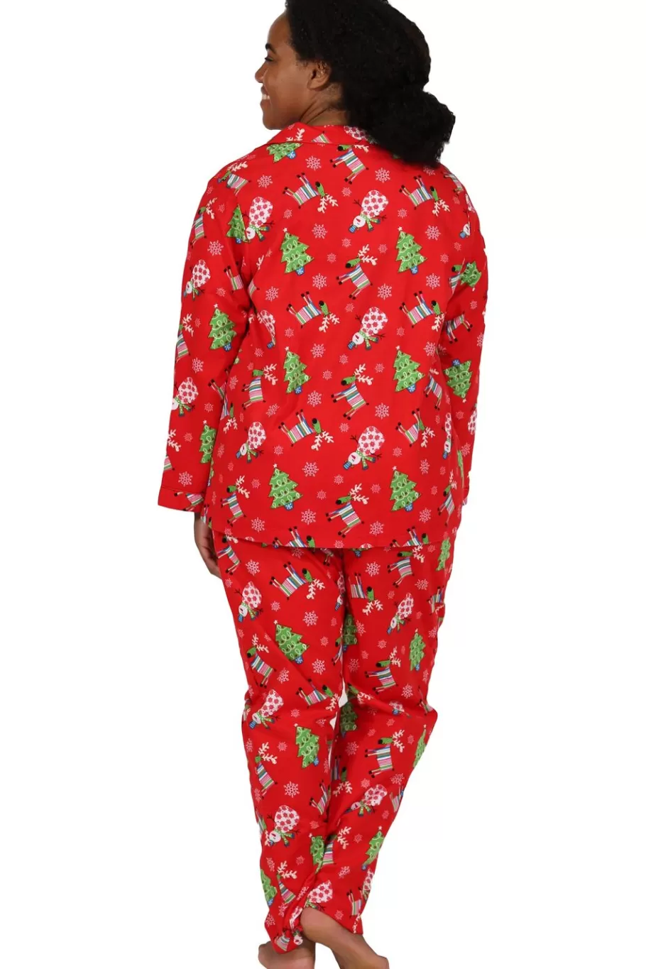 La Cera™ Conjunto De Pijama De Talla Grande Con Estampado De Reno De Frane^ Más Ropa De Dormir
