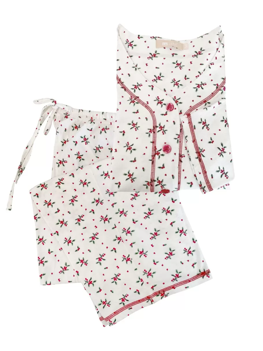 La Cera™ Conjunto De Pijama De Talla Grande Con Muerdago De Manga Larga^ Más Ropa De Dormir