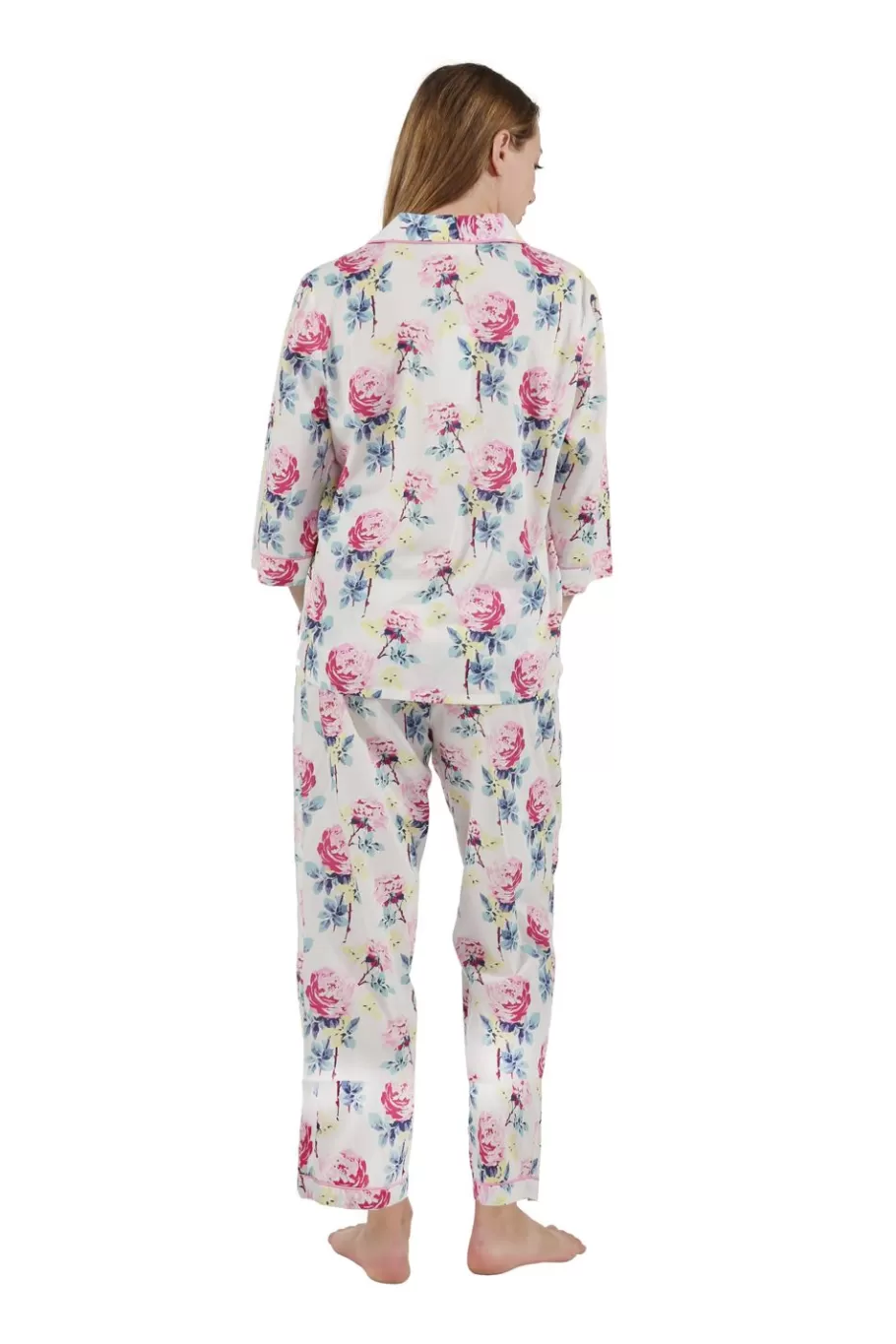 La Cera™ Conjunto De Pijama Floral De Manga 3/4 100% Algodon^ Pijama