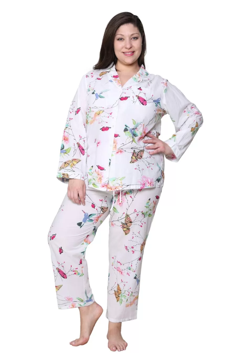 La Cera™ Conjunto De Pijama Floral De Manga Larga De Talla Grande La Cera^ Más Ropa De Dormir