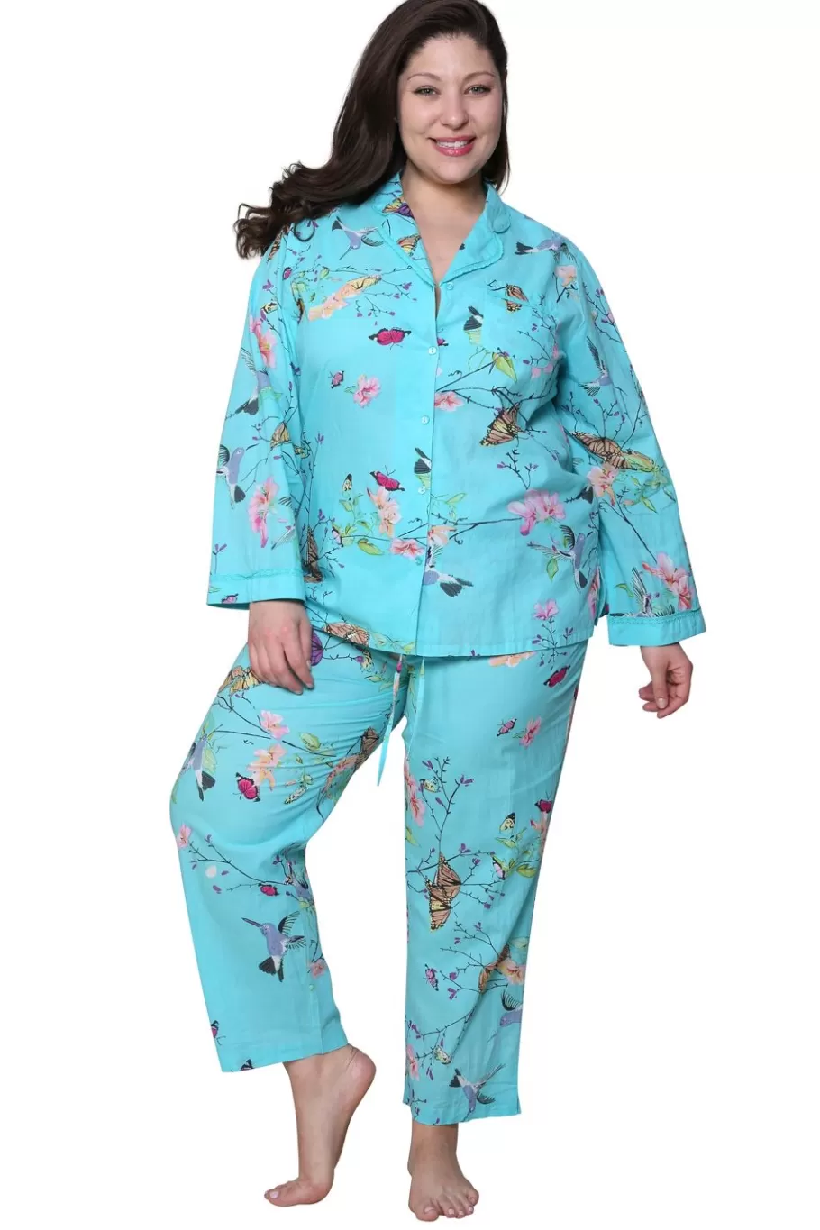 La Cera™ Conjunto De Pijama Floral De Manga Larga De Talla Grande La Cera^ Más Ropa De Dormir