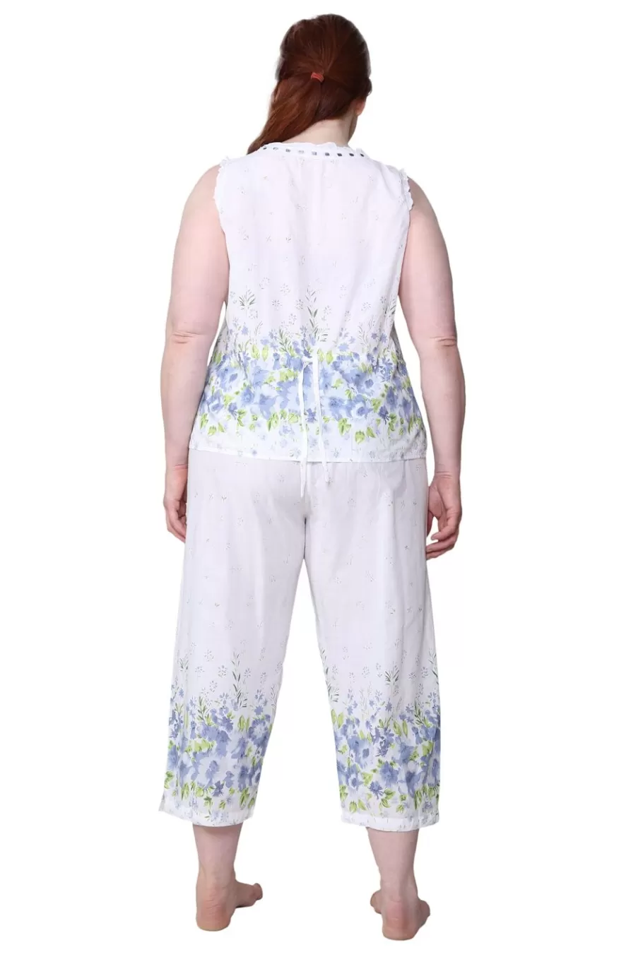 La Cera™ Estampado De Bordes Sin Mangas 100% Algodon Floral Pijamas De Talla Gr^ Más Ropa De Dormir