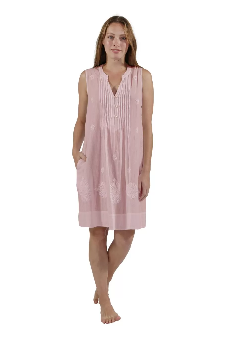 La Cera™ La Cera 100% Cotton Plus Size Leno Stripe Chemise^ Más Ropa De Dormir
