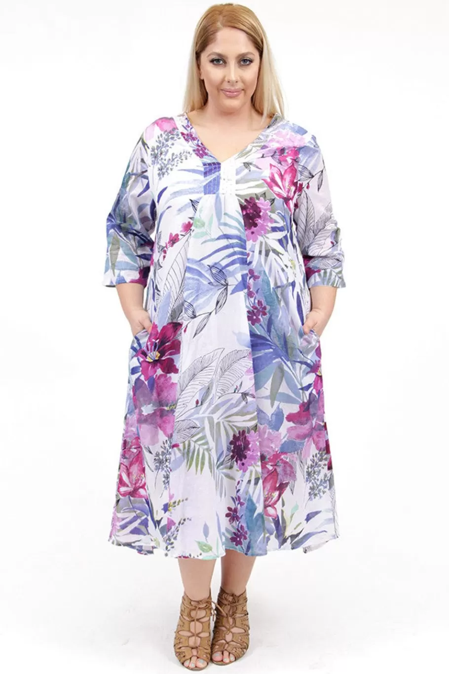 La Cera™ La Cera Caftan Estampado Alto Y Bajo Para Mujer Talla Grande^ Vestidos Plus