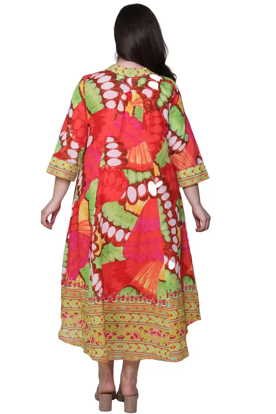 La Cera™ La Cera Caftan Estampado De Mariposas De Talla Grande Para Mujer^ Vestidos Plus
