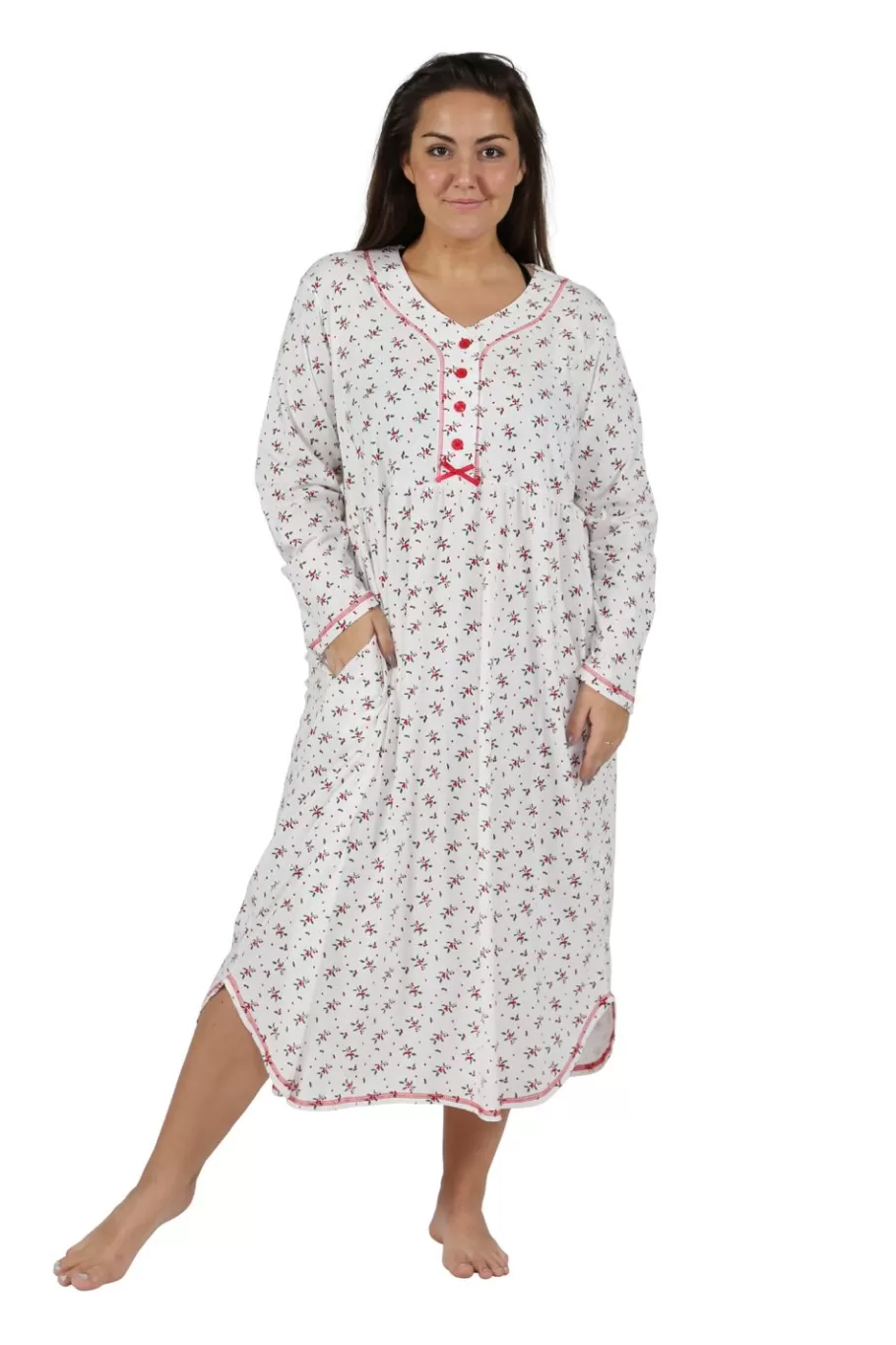 La Cera™ La Cera Camison Con Estampado De Muerdago De Punto 100% Algodon Talla^ Más Ropa De Dormir