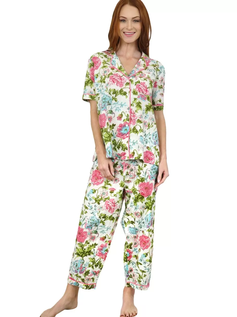 La Cera™ La Cera Conjunto De Pijama De Algodon Con Estampado De Jardin Ingles D^ Pijama