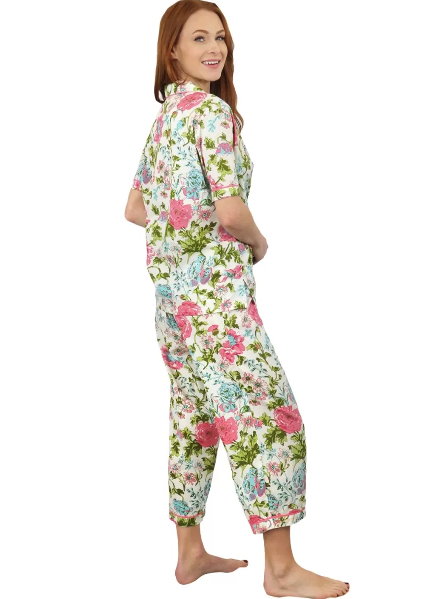 La Cera™ La Cera Conjunto De Pijama De Algodon Con Estampado De Jardin Ingles D^ Pijama