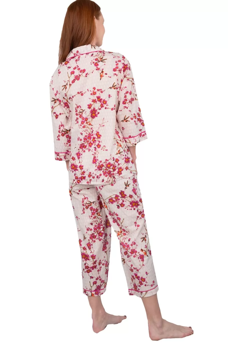 La Cera™ La Cera Conjunto De Pijama De Algodon Con Manga 3/4 Cherry Blossom^ Pijama