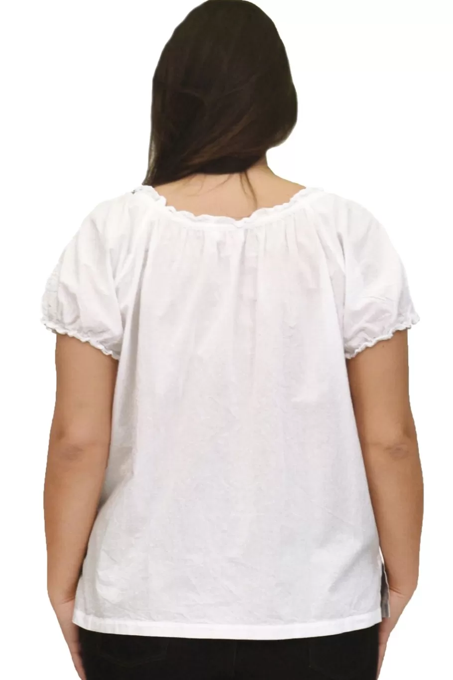 La Cera™ La Cera Top Campesino De Manga Corta Bordado Talla Grande^ Plus Tops