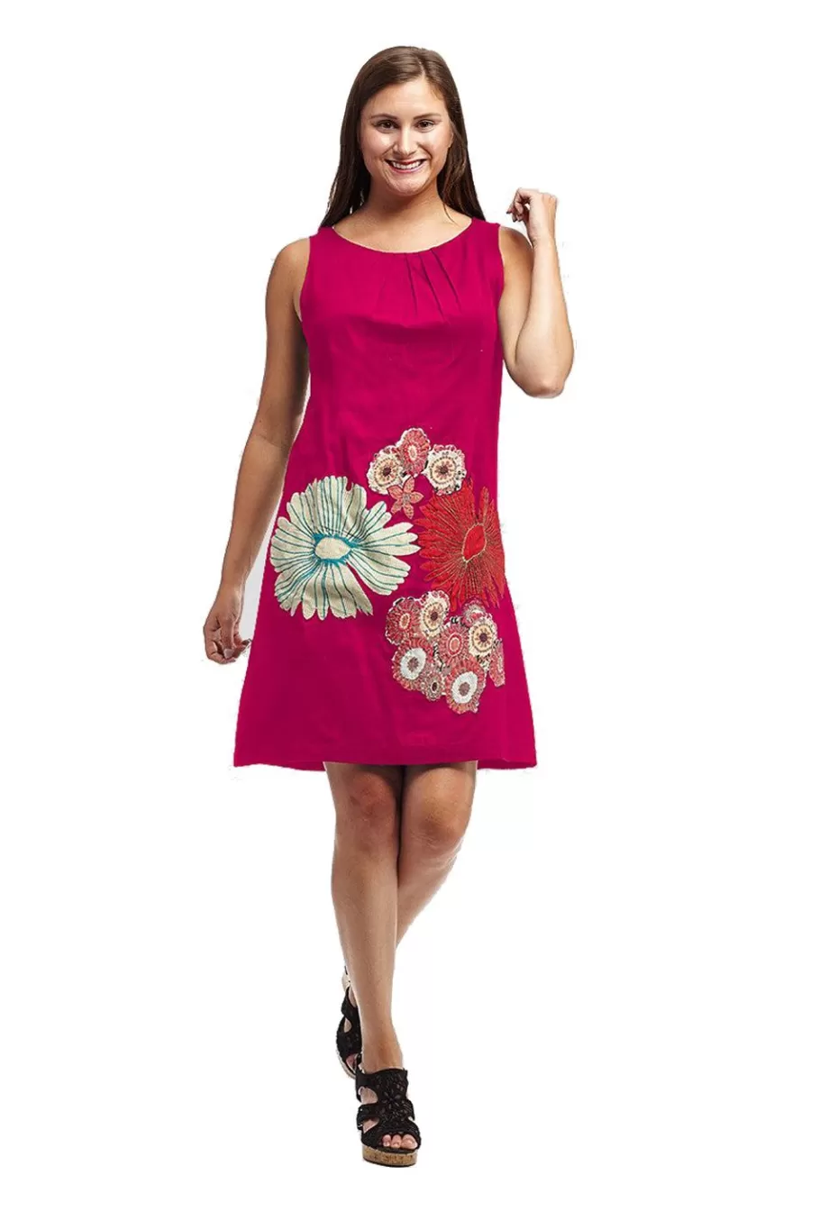 La Cera™ La Cera Vestido Corto De Voile De Algodon Sin Mangas^ Vestidos Tejidos