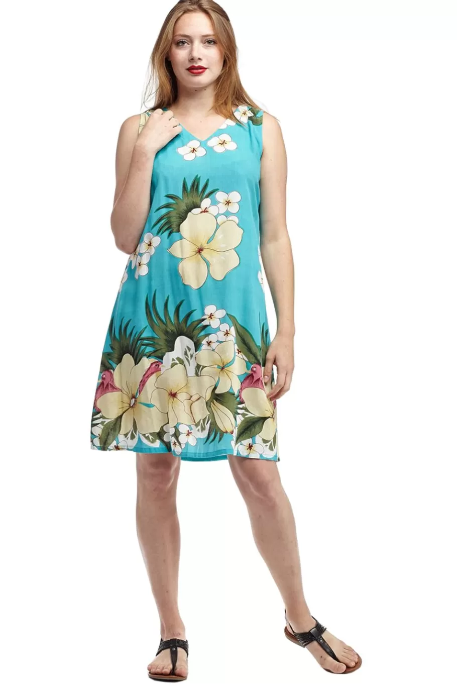 La Cera™ La Cera Vestido Corto Floral Sin Mangas Con Cuello En V^ Vestidos Tejidos