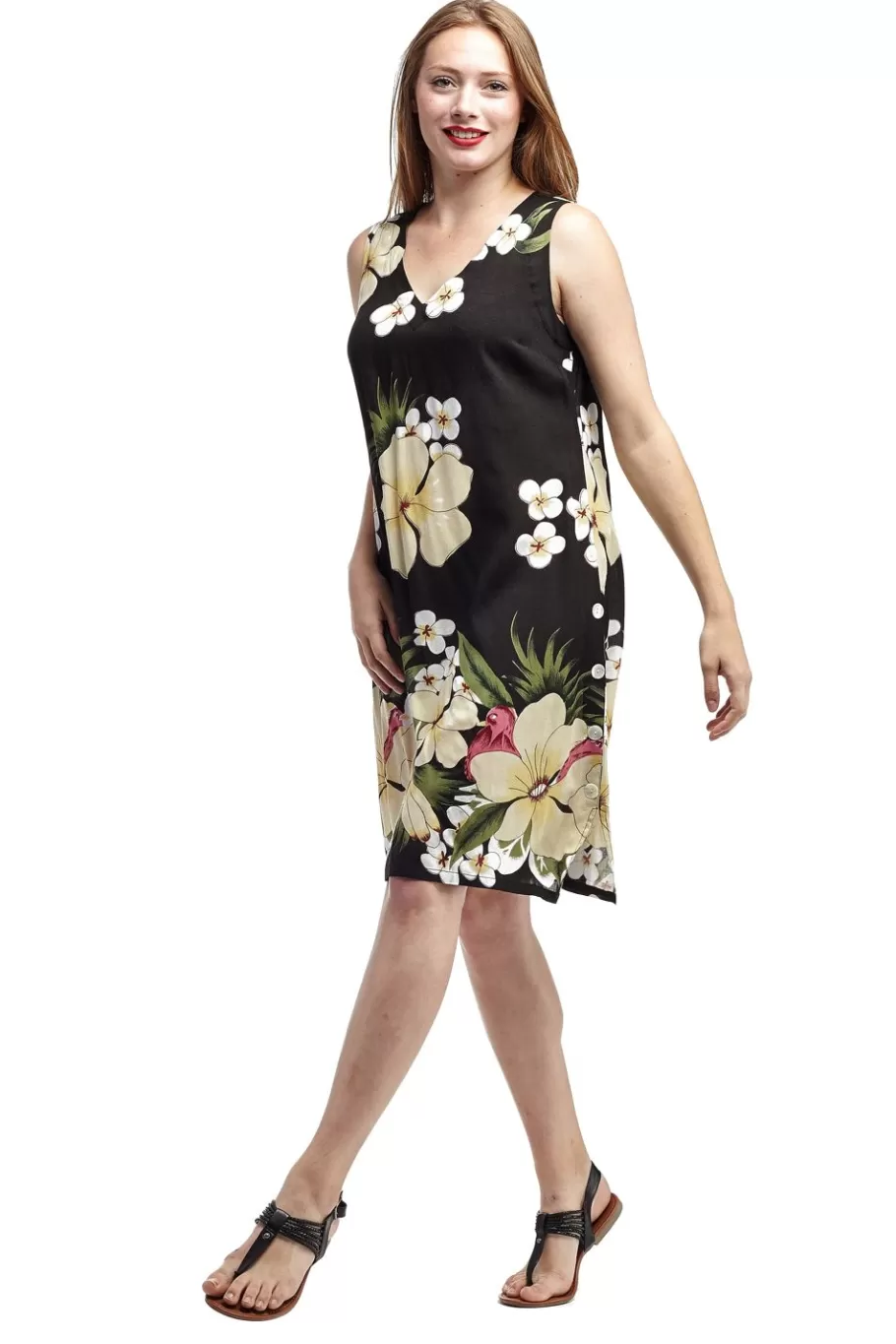 La Cera™ La Cera Vestido Corto Floral Sin Mangas Con Cuello En V^ Vestidos Tejidos