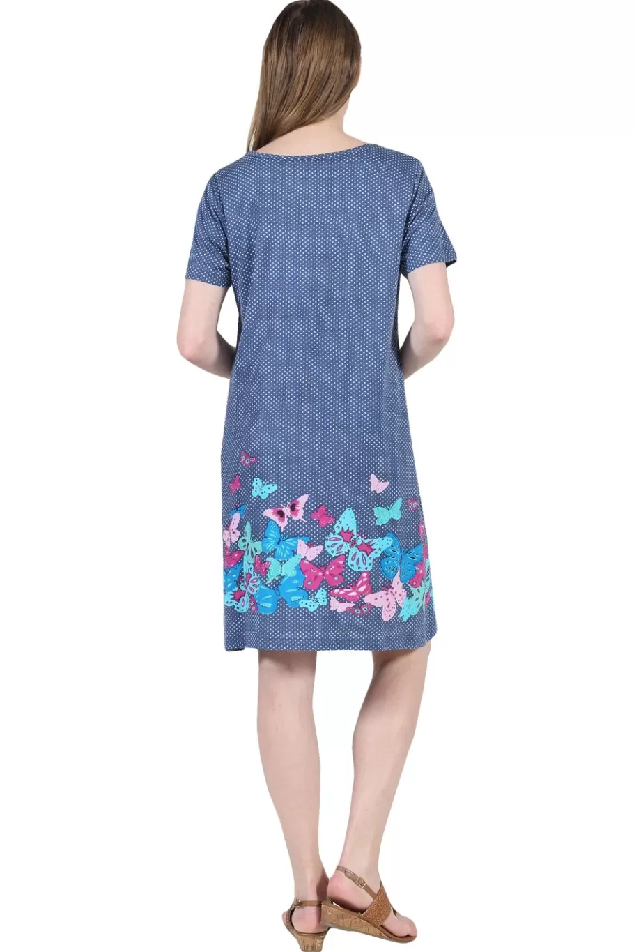 La Cera™ La Cera Vestido De Manga Corta Con Estampado Floral Y Mariposas^ Vestidos De Punto