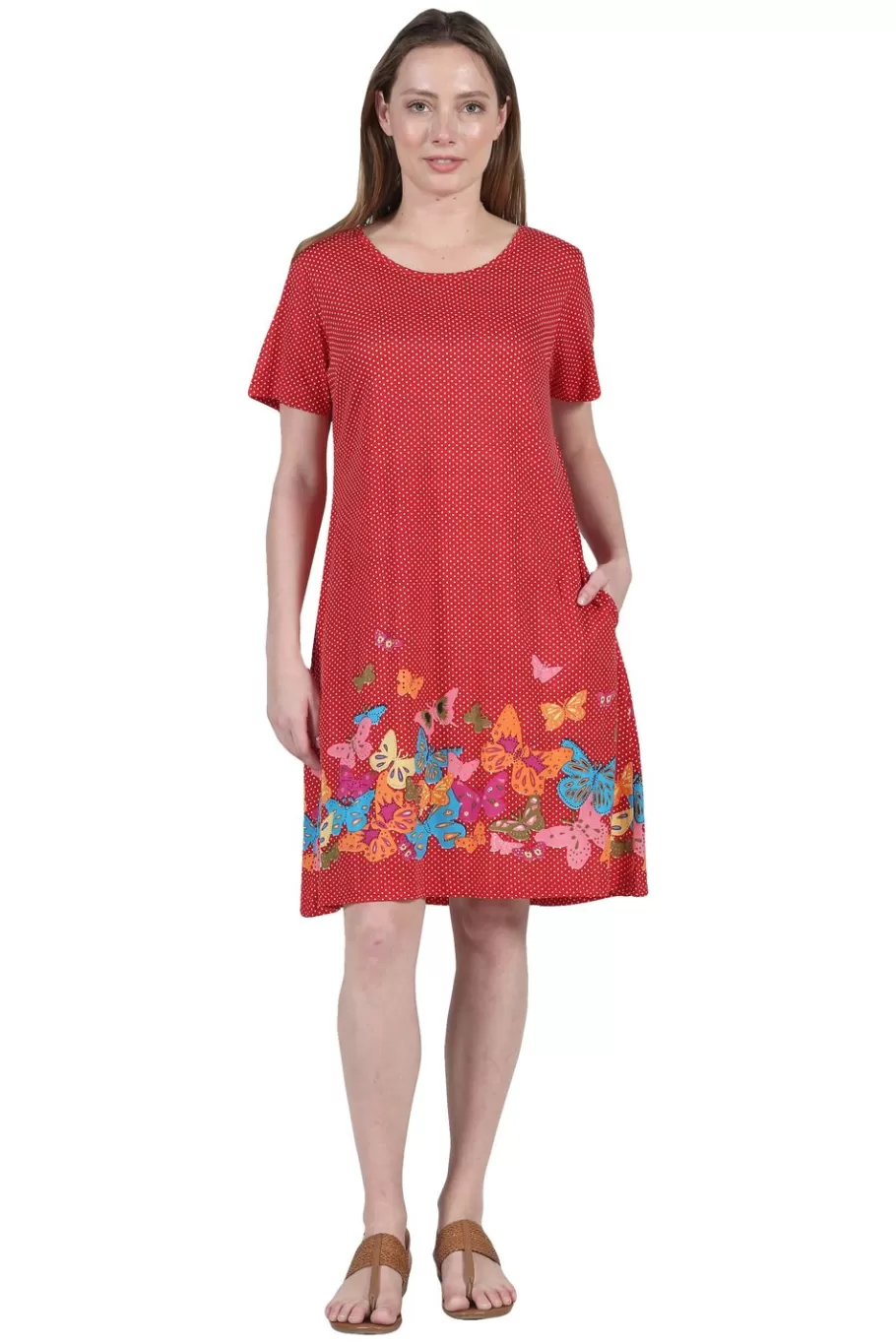 La Cera™ La Cera Vestido De Manga Corta Con Estampado Floral Y Mariposas^ Vestidos De Punto