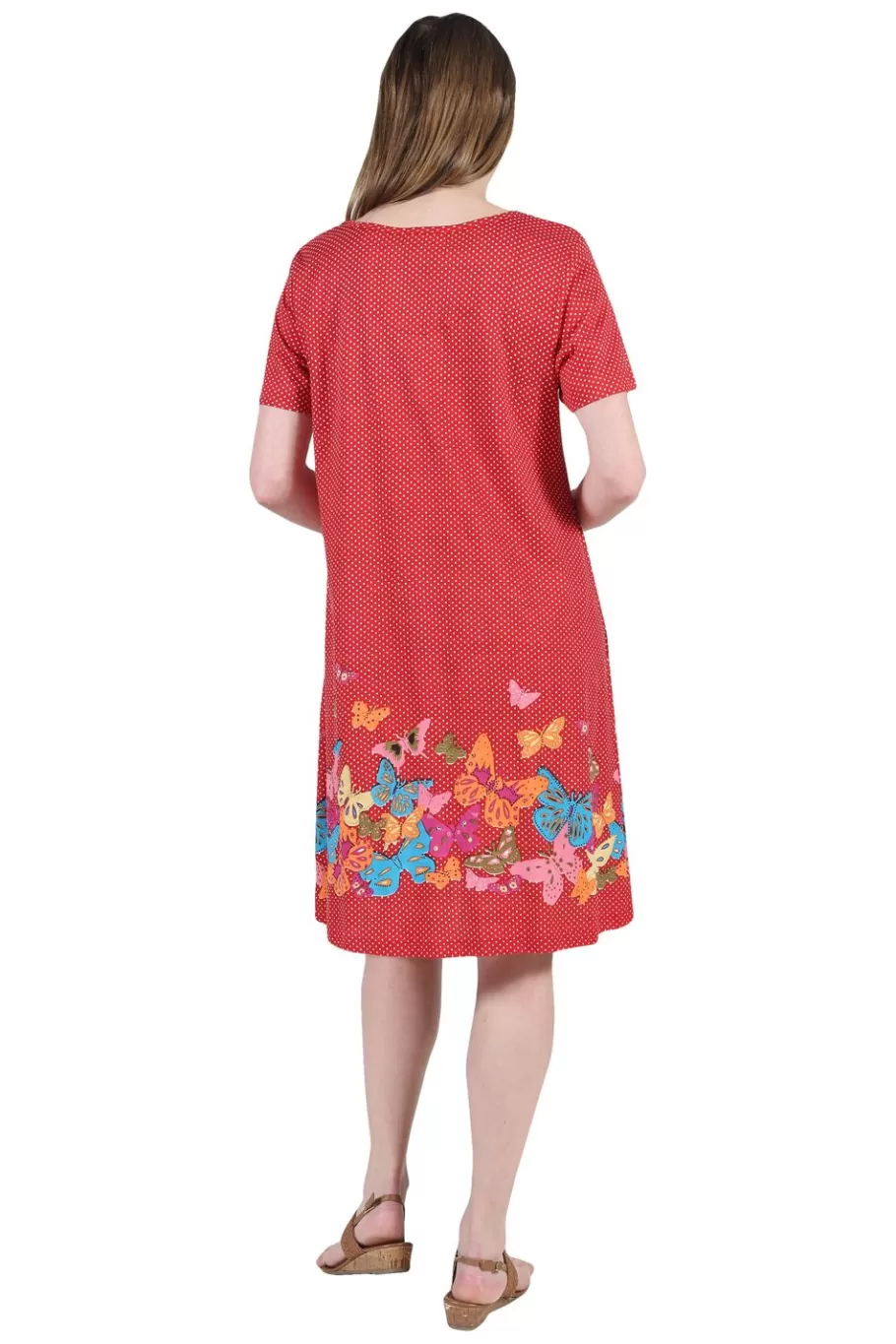 La Cera™ La Cera Vestido De Manga Corta Con Estampado Floral Y Mariposas^ Vestidos De Punto