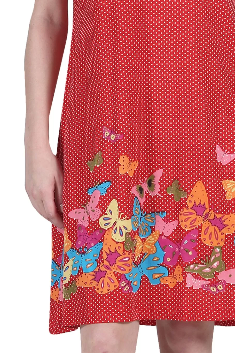 La Cera™ La Cera Vestido De Manga Corta Con Estampado Floral Y Mariposas^ Vestidos De Punto