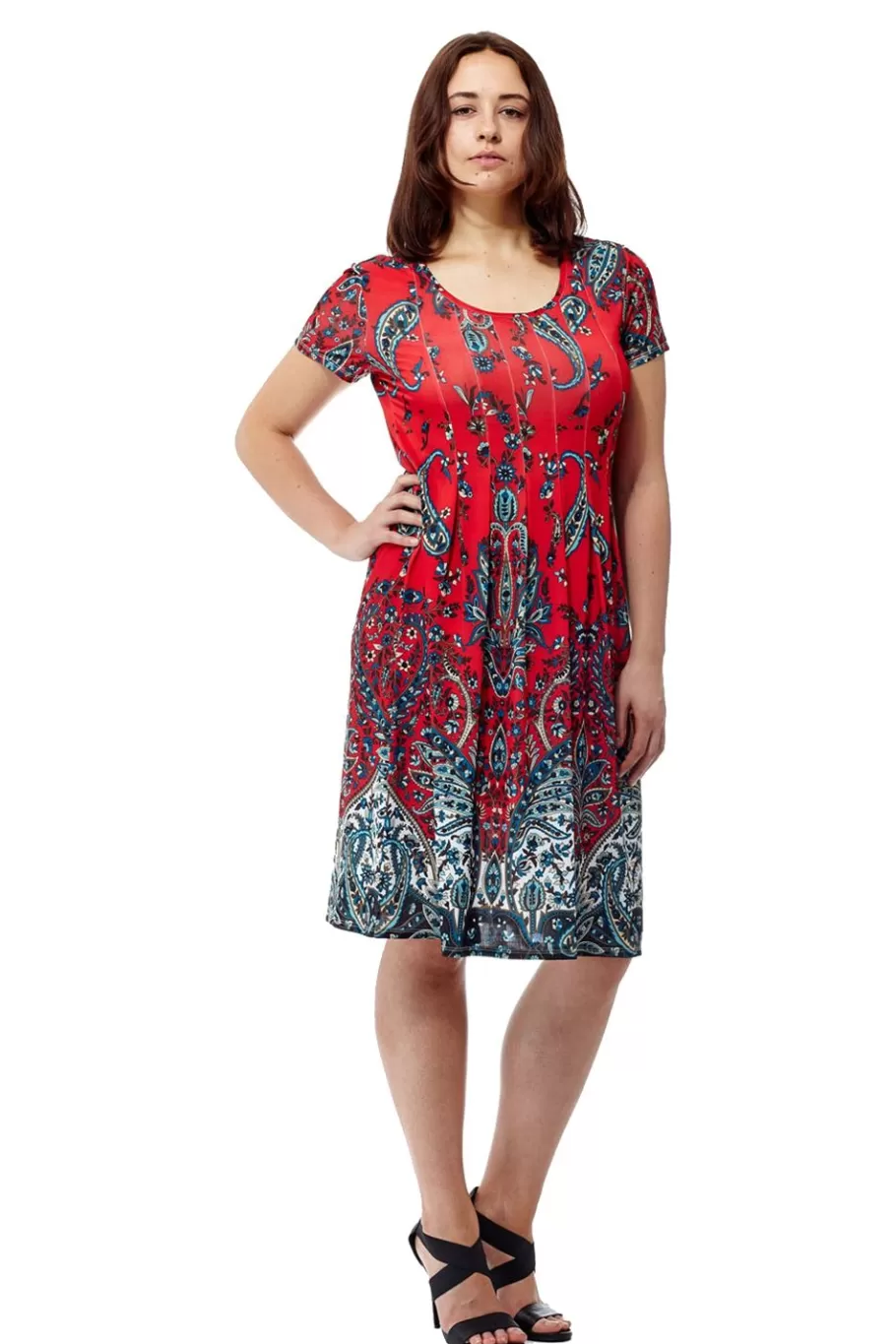 La Cera™ La Cera Vestido De Manga Corta Con Estampado Paisley^ Vestidos De Punto