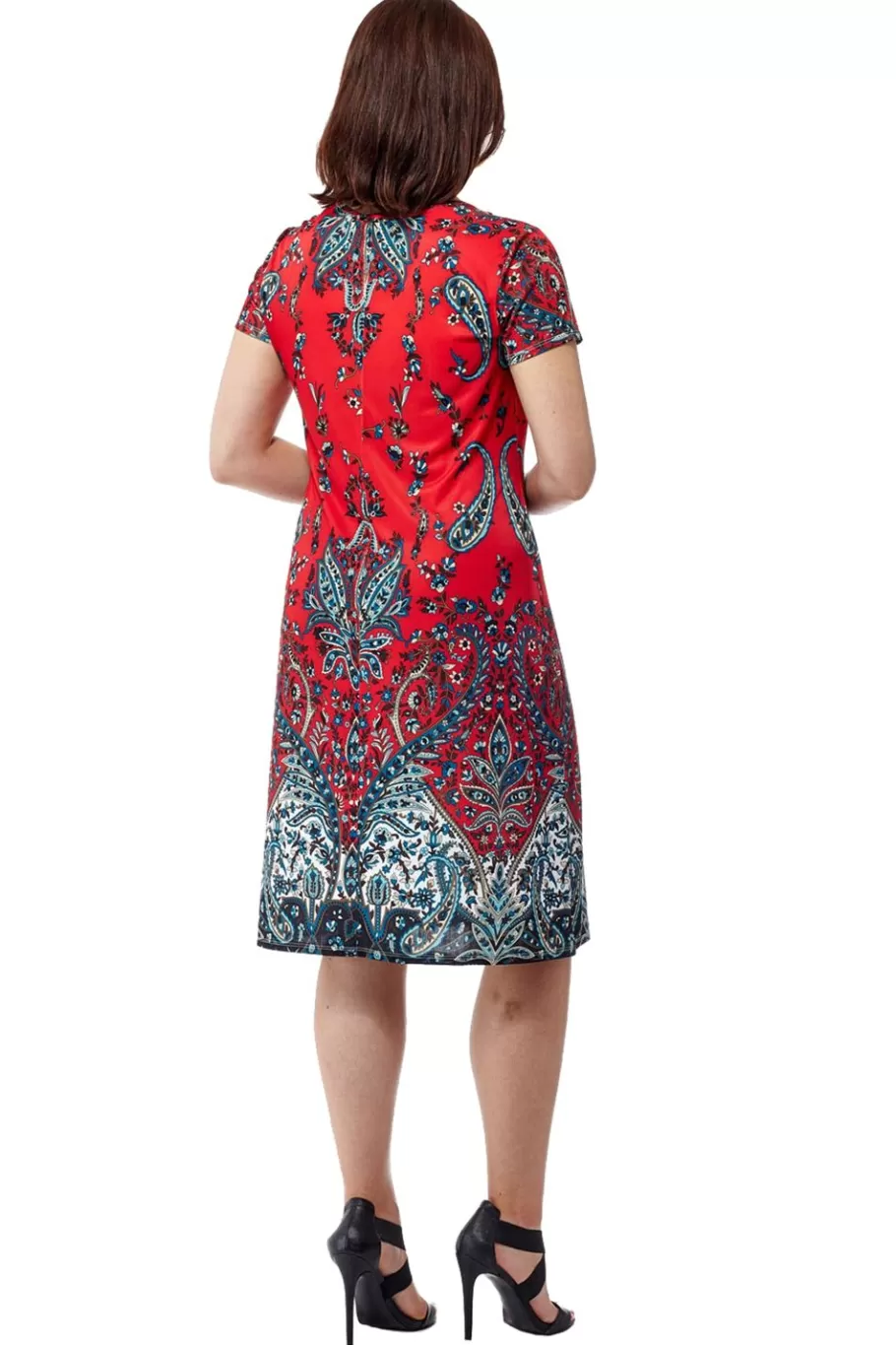 La Cera™ La Cera Vestido De Manga Corta Con Estampado Paisley^ Vestidos De Punto