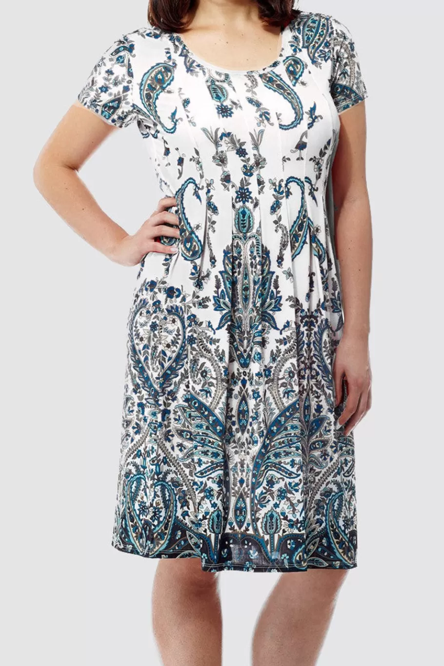 La Cera™ La Cera Vestido De Manga Corta Con Estampado Paisley^ Vestidos De Punto