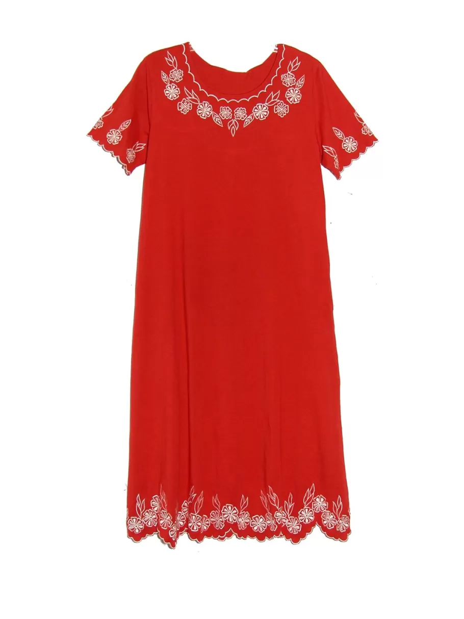 La Cera™ La Cera Vestido Evase Bordado De Punto 100% Algodon - Talla Grande^ Vestidos Plus