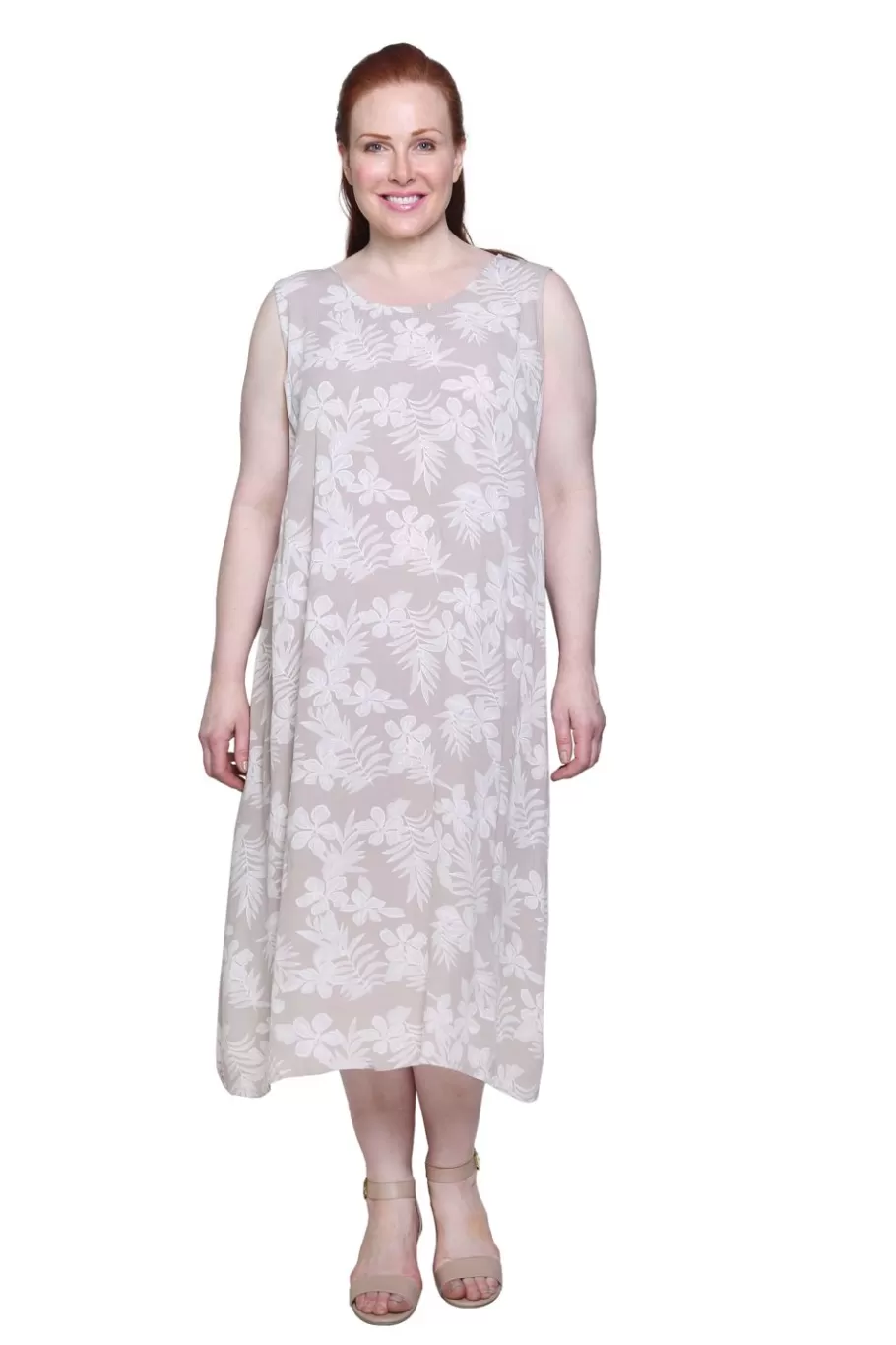 La Cera™ La Cera Vestido Evase Con Estampado Floral Tonal Sin Mangas - Tallas G^ Vestidos Plus