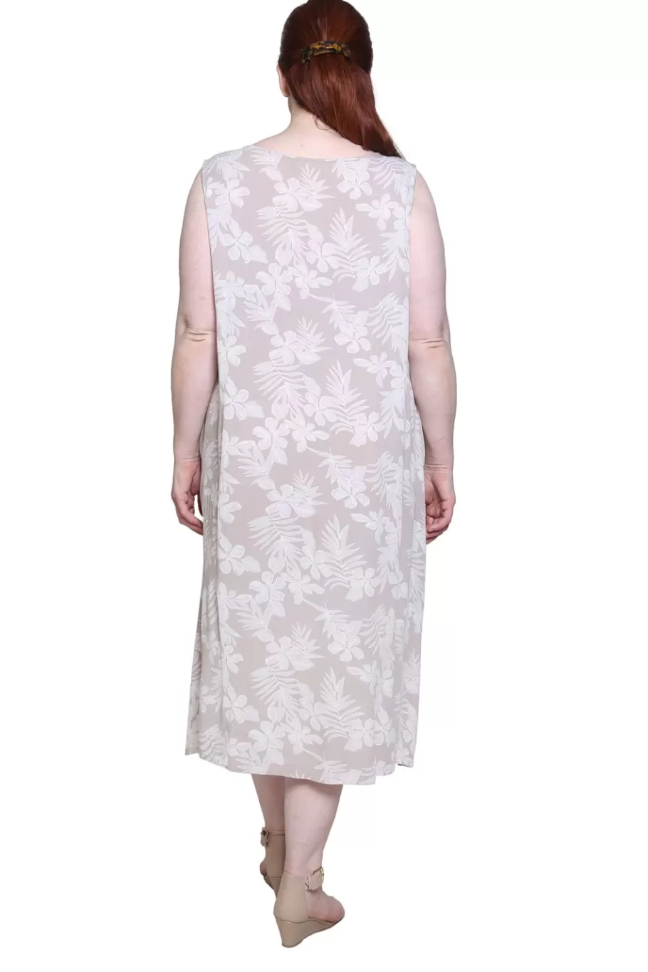 La Cera™ La Cera Vestido Evase Con Estampado Floral Tonal Sin Mangas - Tallas G^ Vestidos Plus