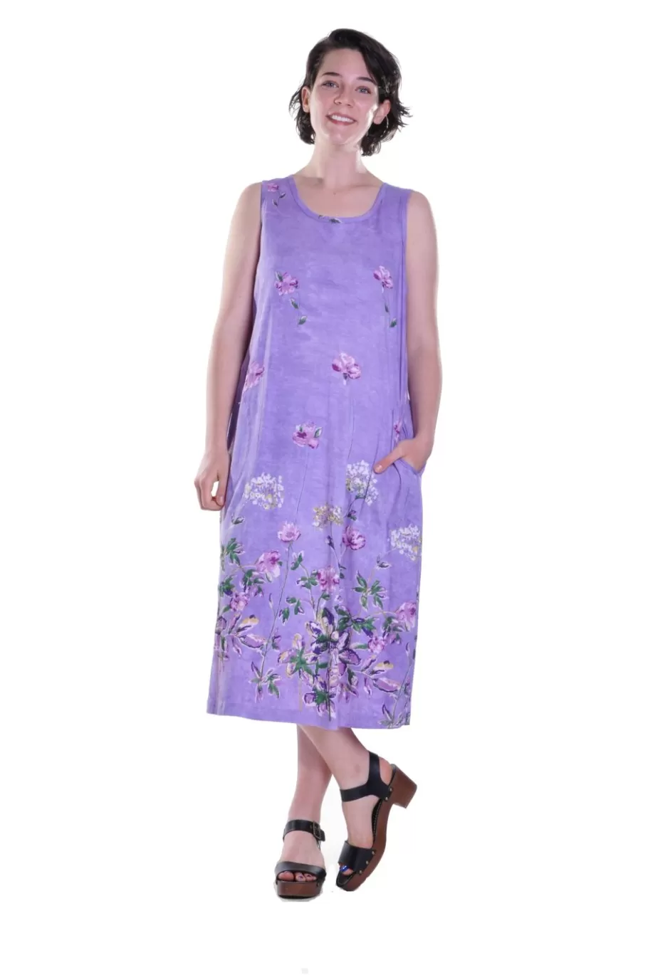 La Cera™ La Cera Vestido Evase De Punto De Algodon Estampado Sin Mangas^ Vestidos De Punto