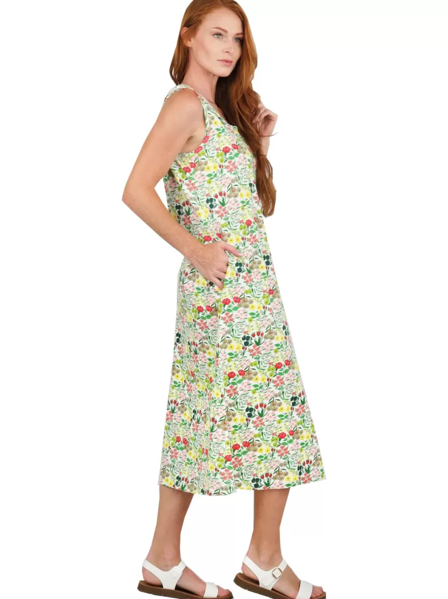 La Cera™ La Cera Vestido Evase De Punto De Algodon Estampado Sin Mangas^ Vestidos De Punto