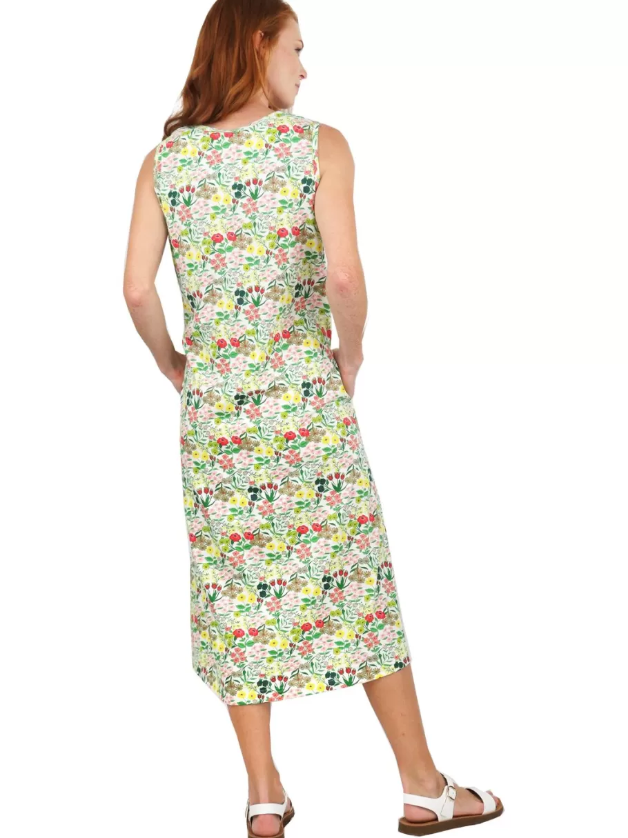 La Cera™ La Cera Vestido Evase De Punto De Algodon Estampado Sin Mangas^ Vestidos De Punto