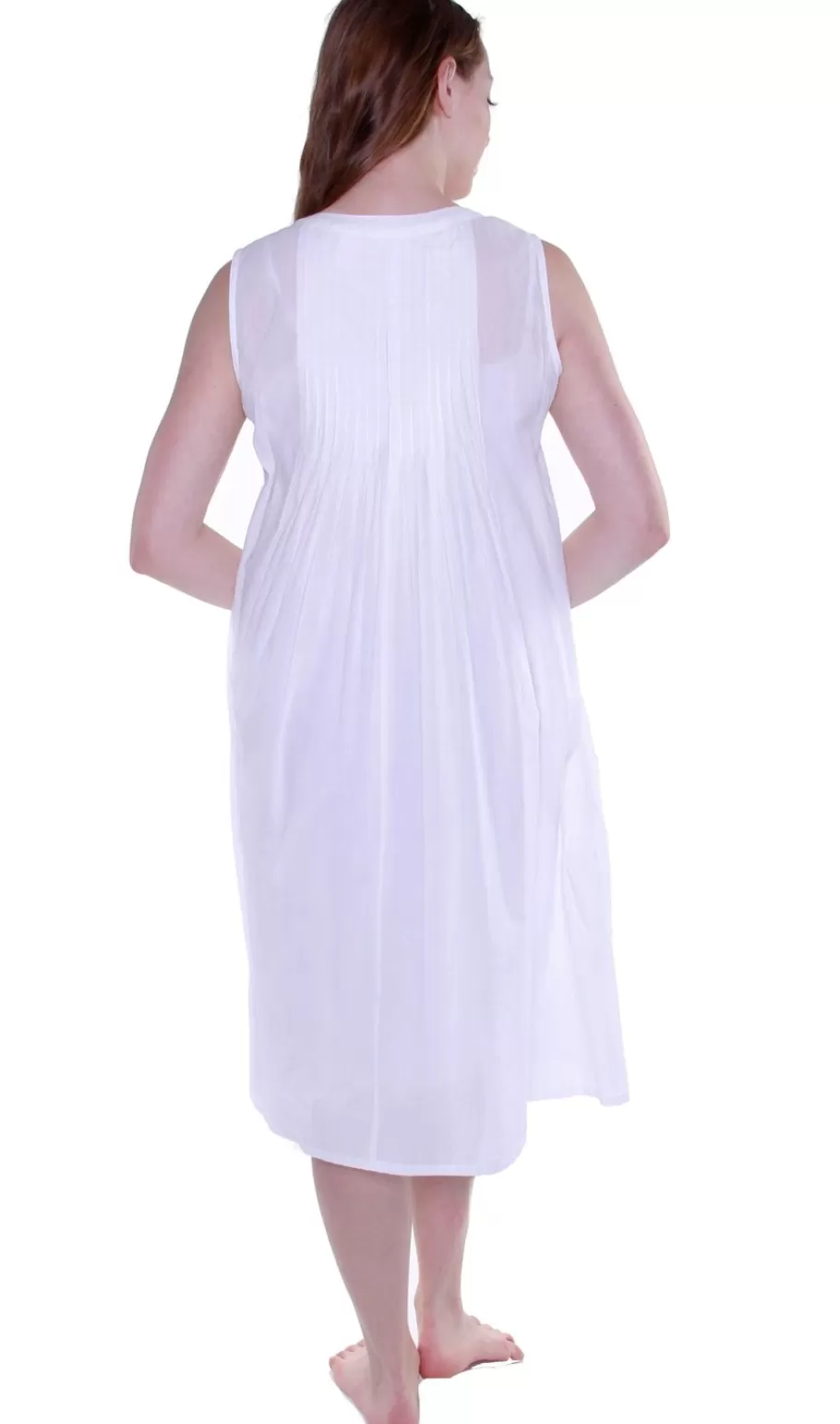 La Cera™ La Cera Vestido Sin Mangas 100% Algodon Con Bordado En El Bajo^ Vestidos