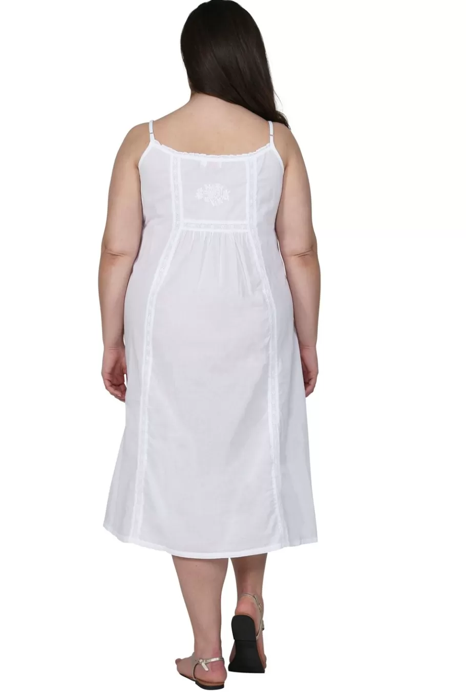 La Cera™ La Cera Vestido Sin Mangas Con Canesu Y Pechera Bordado De Talla Grand^ Más Ropa De Dormir