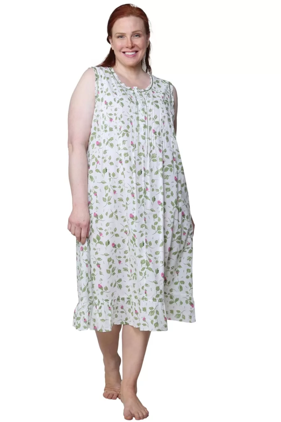 La Cera™ La Cera Vestido Sin Mangas Rose Vine 100% Algodon - Talla Grande^ Más Ropa De Dormir