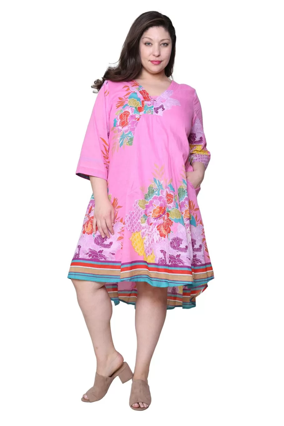 La Cera™ La Cera Vestido Tallas Grandes 100% Algodon Estampado Tallas Grandes^ Vestidos Plus