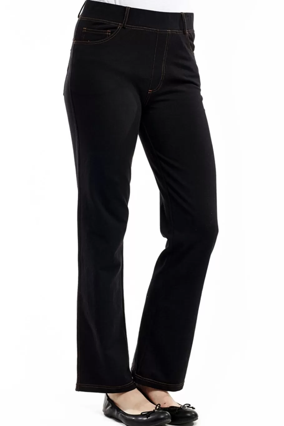 La Cera™ Pantalon Con Corte Tipo Bota De Punto Elastico La Cera^ Fondos