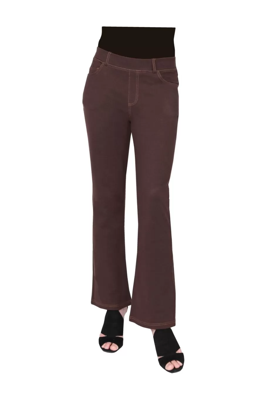 La Cera™ Pantalon Con Corte Tipo Bota De Punto Elastico La Cera^ Fondos