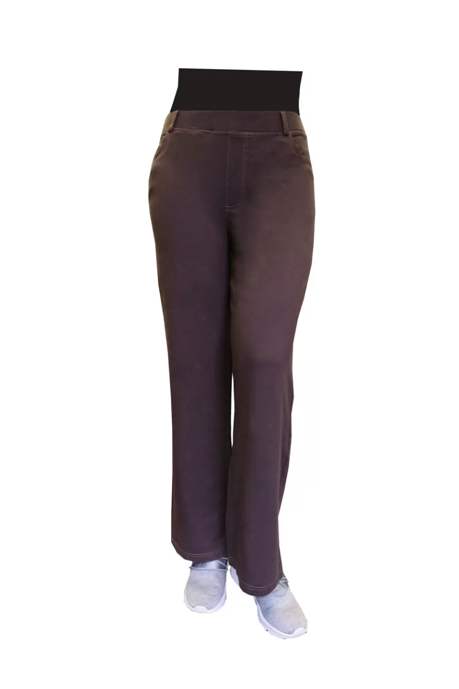 La Cera™ Pantalon De Pierna Ancha De Punto Elastico De Talla Grande La Cera^ Más Fondos
