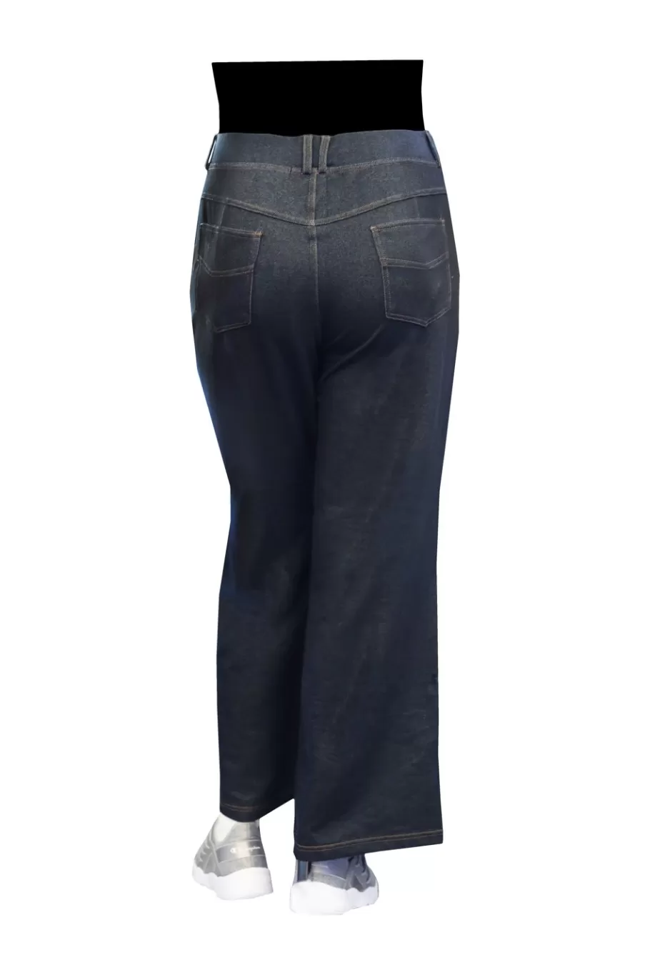 La Cera™ Pantalon De Pierna Ancha De Punto Elastico De Talla Grande La Cera^ Más Fondos