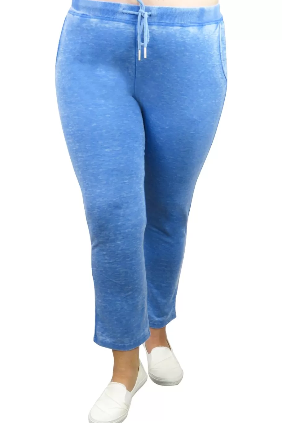 La Cera™ Pantalones De Felpa Francesa Jaspeados De Talla Grande^ Más Ropa Cómoda