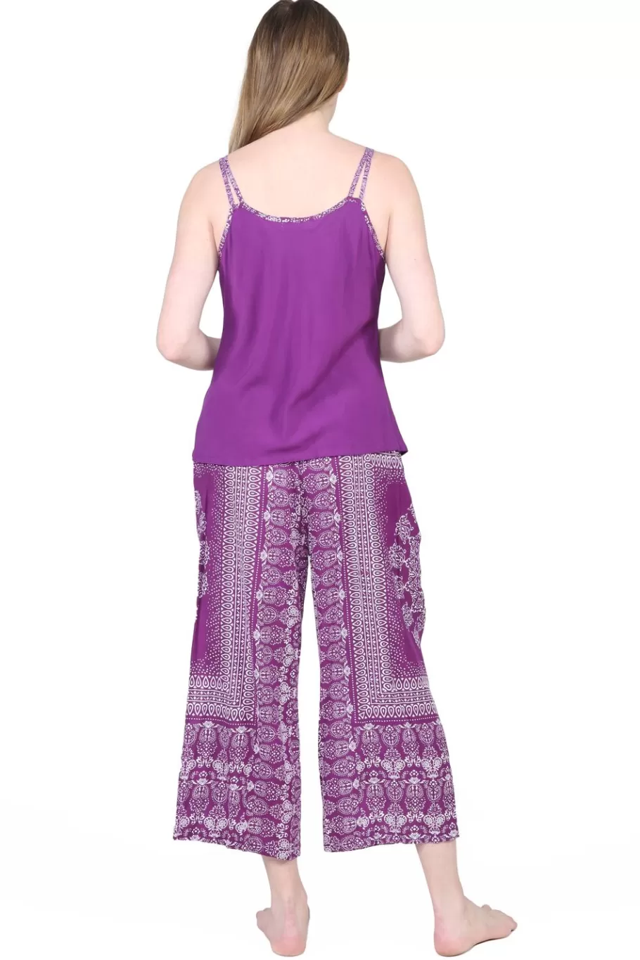 La Cera™ Pijama Capri Estampado Morado Y Blanco Rayon La Cera^ Pijama